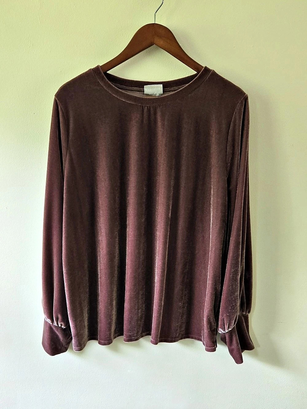 Ava & Viv Velvet Long Sleeve Top Mauve
